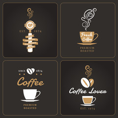 Set of vertical coffee shop badges and labels