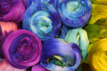 soft skeins ofcolored  wool