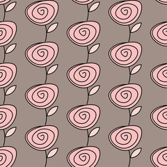 Seamless colorful vector background with decorative flowers