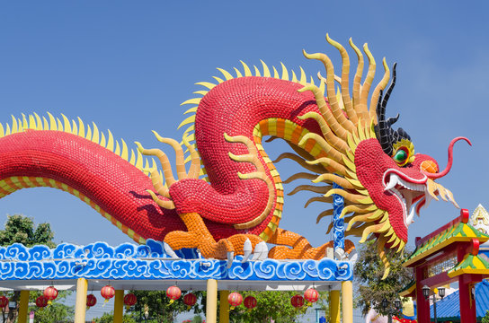 Large Chinese dragon in a public park.