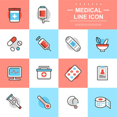 medical thin line icons