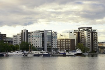 Obraz premium Modern apartment building in Liljeholmen, a part of Stockholm.