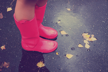 Woman in rain boots