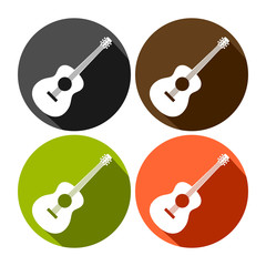 Acouctic Guitar Round Icon Set