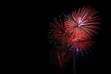 Fireworks isolated black background.