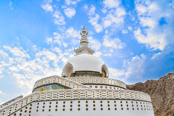 View of Stupa in Padum village Zanskar river and Padum monastery