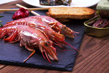 tasty shrimp on the table