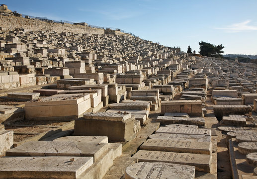 Jewish cemetery on Mount of Olives Jerusalem. Israel