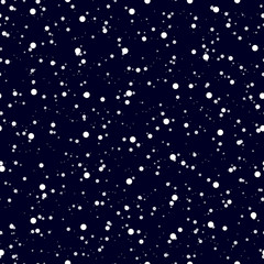 Falling snow at night seamless pattern