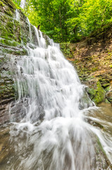Waterfall in Iwla, Beskid Niski mountain range in Polish Carpathian Mountains
