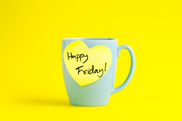 Happy Wednesday message on blue pastel mug.