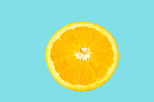 Half orange with blue background