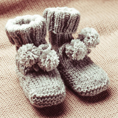 Knitted baby booties