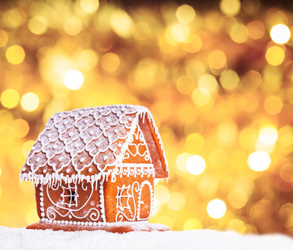 Gingerbread House With Bokeh