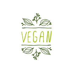  Vegan product label on white background.