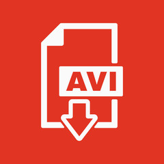 The AVI icon. Video file format symbol. Flat