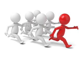 These 3d people are in a fierce competition