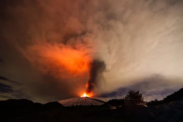 Fototapeten Volcano eruption. Mount Etna erupting from the crater Voragine   © Wead