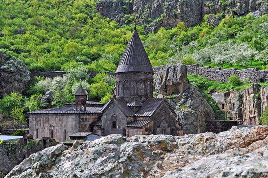 Armenian Geghard  Monastery on the slopes
