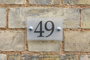 House number 49 sign