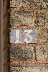 House number 13 sign