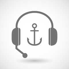 Remote assistance headset icon with  an anchor