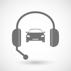 Remote assistance headset icon with  a car