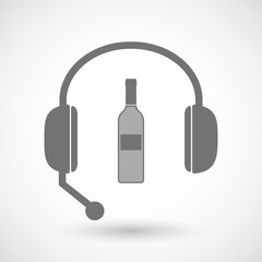 Remote assistance headset icon with  a bottle of wine