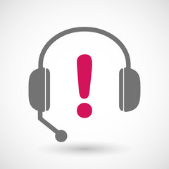 Remote assistance headset icon with  an admiration sign