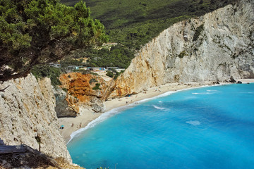 Fototapeta na wymiar Amazing panorama of Porto Katsiki Beach, Lefkada, Ionian Islands, Greece
