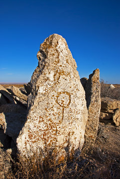 Old tombstone on Usturt Chink, Aral Sea, Uzbekistan