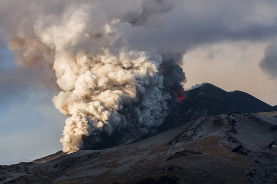 Pyroclastic flows and lava flows at Etna volcano
