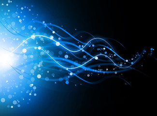 snowflakes and stars descending on background