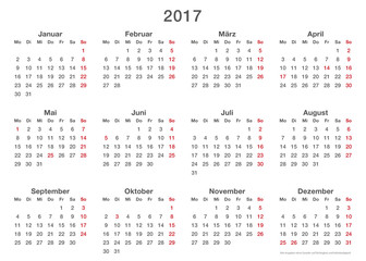 Jahresplaner 2017, einfache Jahresplaner 2017, einfache