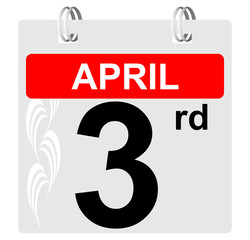 3rd april calendar with ornament