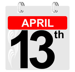 13th april calendar with ornament