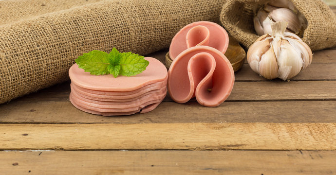 Group of baloney sausage