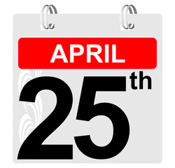 25th april calendar with ornament