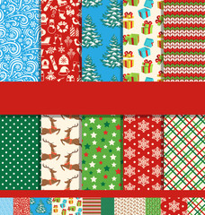 Set of 10 Seamless Bright Christmas Patterns