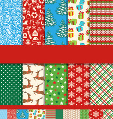 Fototapeta premium Set of 10 Seamless Bright Christmas Patterns