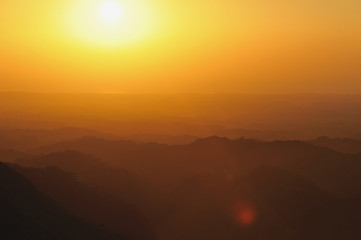 Fototapeta na wymiar mountain in orange light