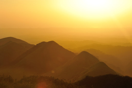 Sunrise on mountain landscape