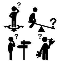 Confusion People with Question Marks Flat Icons Pictogram Isolat