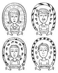 cartoon family with frame