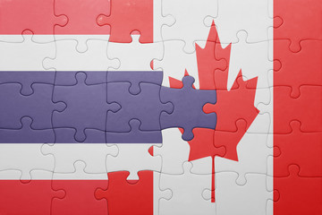 puzzle with the national flag of canada and thailand