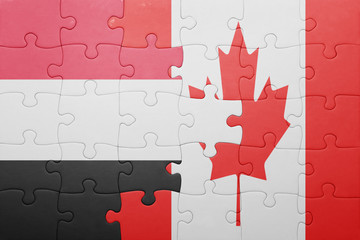 puzzle with the national flag of canada and yemen