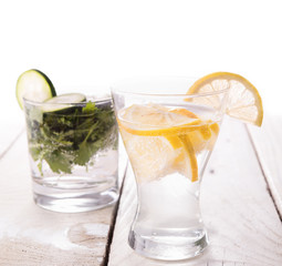 Soda water with fruits and vegetables