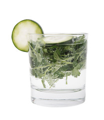 Soda water with parsley and cucumber