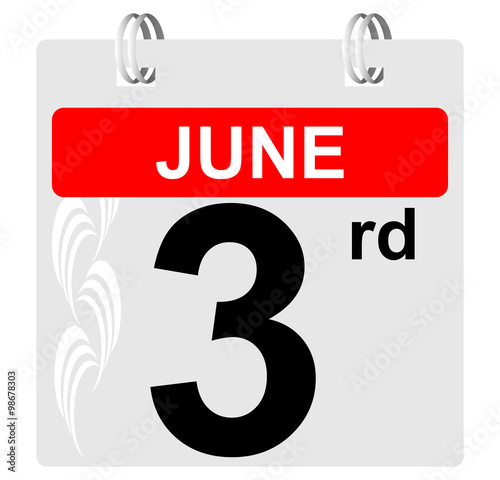  3rd June Calendar With Ornament Stock Image And Royalty free Vector 