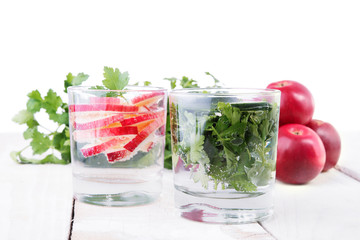 Soda water with fruits and vegetables